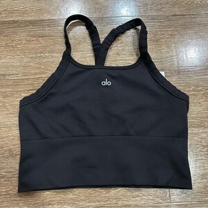 Alo Seamless Ribbed Favorite Bra Tank Black Large Yoga